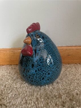 Blue Speckled Ceramic Chicken